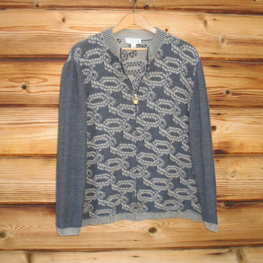 St John Zipper Front Wool Blend Cardigan